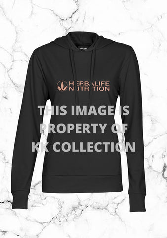 Black Pullover Hoodie with rose gold branding