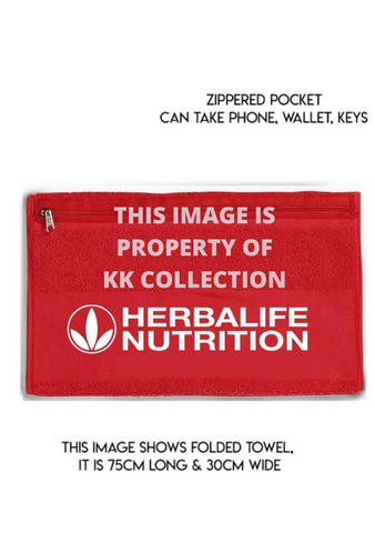 Gym Towel with Zip Pocket Red