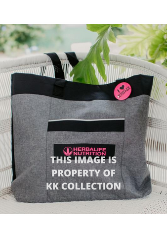 Charcoal Black and white Tote bag with hot pink