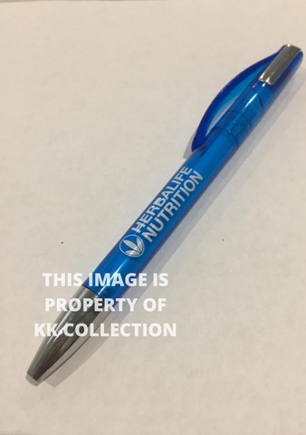 Blue branded pen