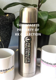 Silver sparkle branded thermal flask