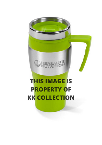 Lime engraved travel cup with handle
