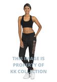 Ladies Black branded jogger track pants with Rose Gold