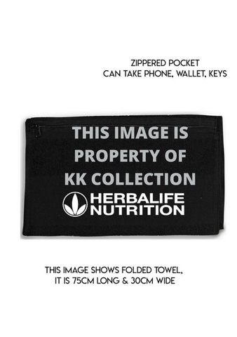 Gym Towel with Zip Pocket Black