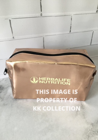 Rose gold cosmetic travel bag