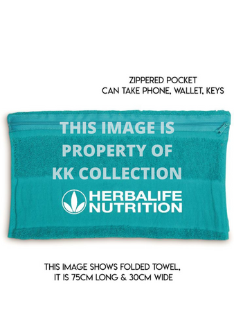 Gym Towel with Zip Pocket Turquoise