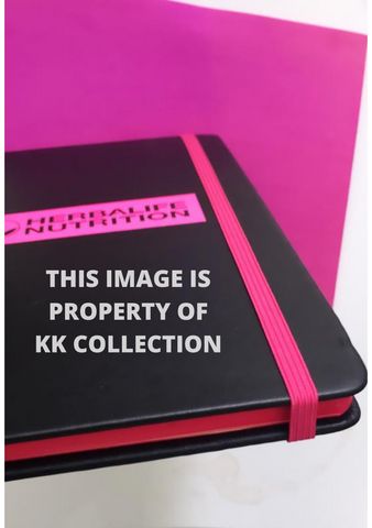 Branded hardcover journal with neon pink