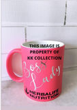 Neon pink & silver bosslady mug