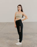 Ladies Black branded jogger track pants with Rose Gold