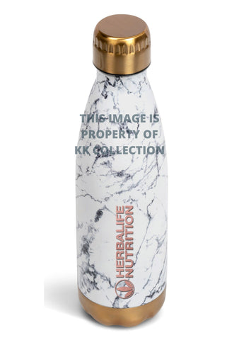 Marble double walled flask bottle with rose gold branding