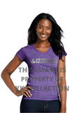 Ladies Purple soft touch Tee with silver Glitter