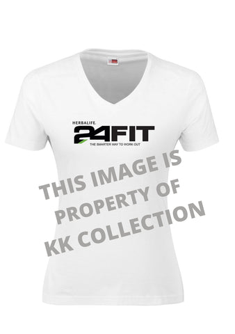 Ladies White Tee with 24fit branding