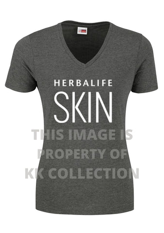 Charcoal tee with skin print in White