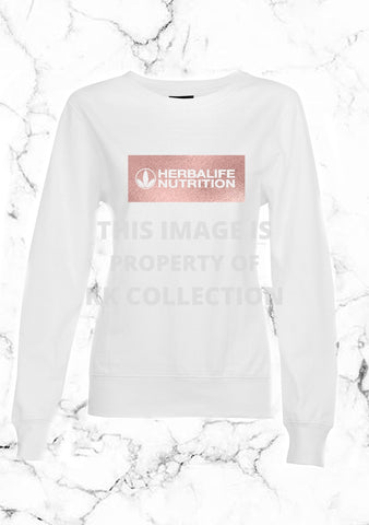 White Pullover with Rose gold foil branding