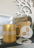 Limited Edition Gold Gift Box Set with Mug and latte art stencils