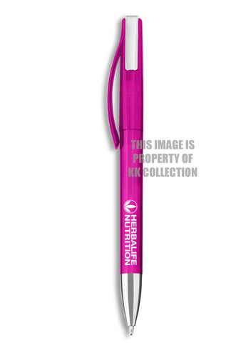 Pink branded pen
