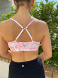 Pink Watercolour sports bra with adjustable back straps
