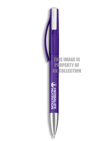 Purple branded pen