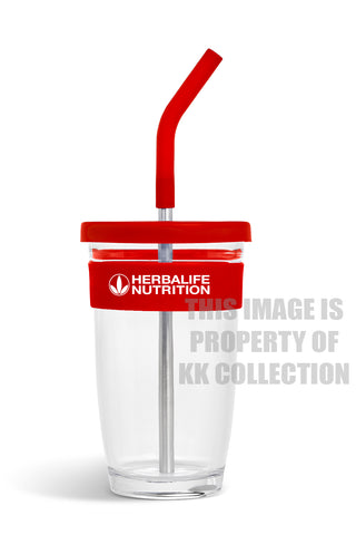SALE: Premium glass Smoothie cup with silicone branding & Eco straw
